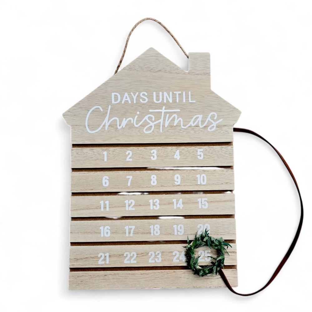 Days Until Christmas Countdown Wooden House Sign – Farmhouse Holiday Decor